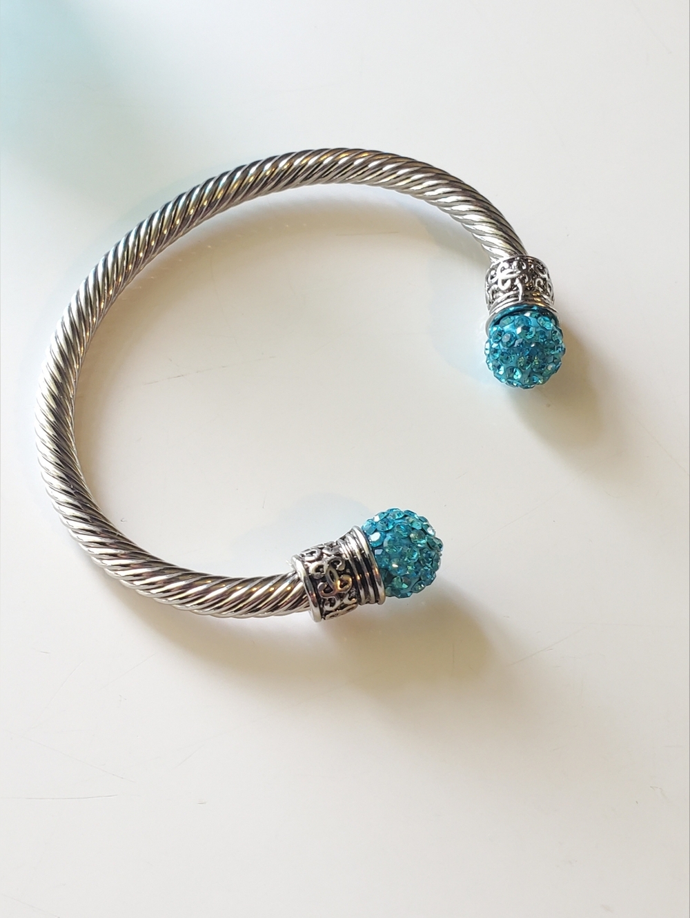 Cable Bracelet with Blue Accents